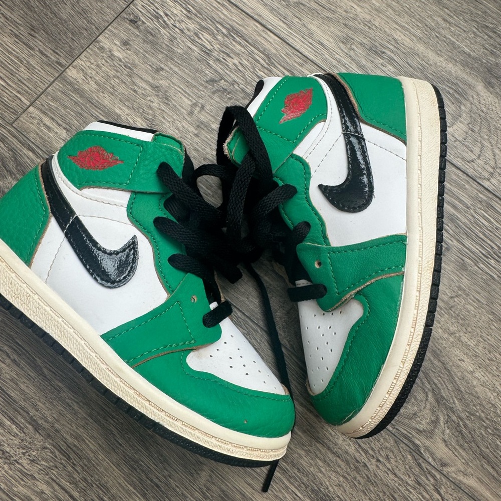 BABY NIKE AIR JORDAN 1 RETRO I HIGH OG TD LUCKY GREEN OFF WHITE CU0450-300 8C
